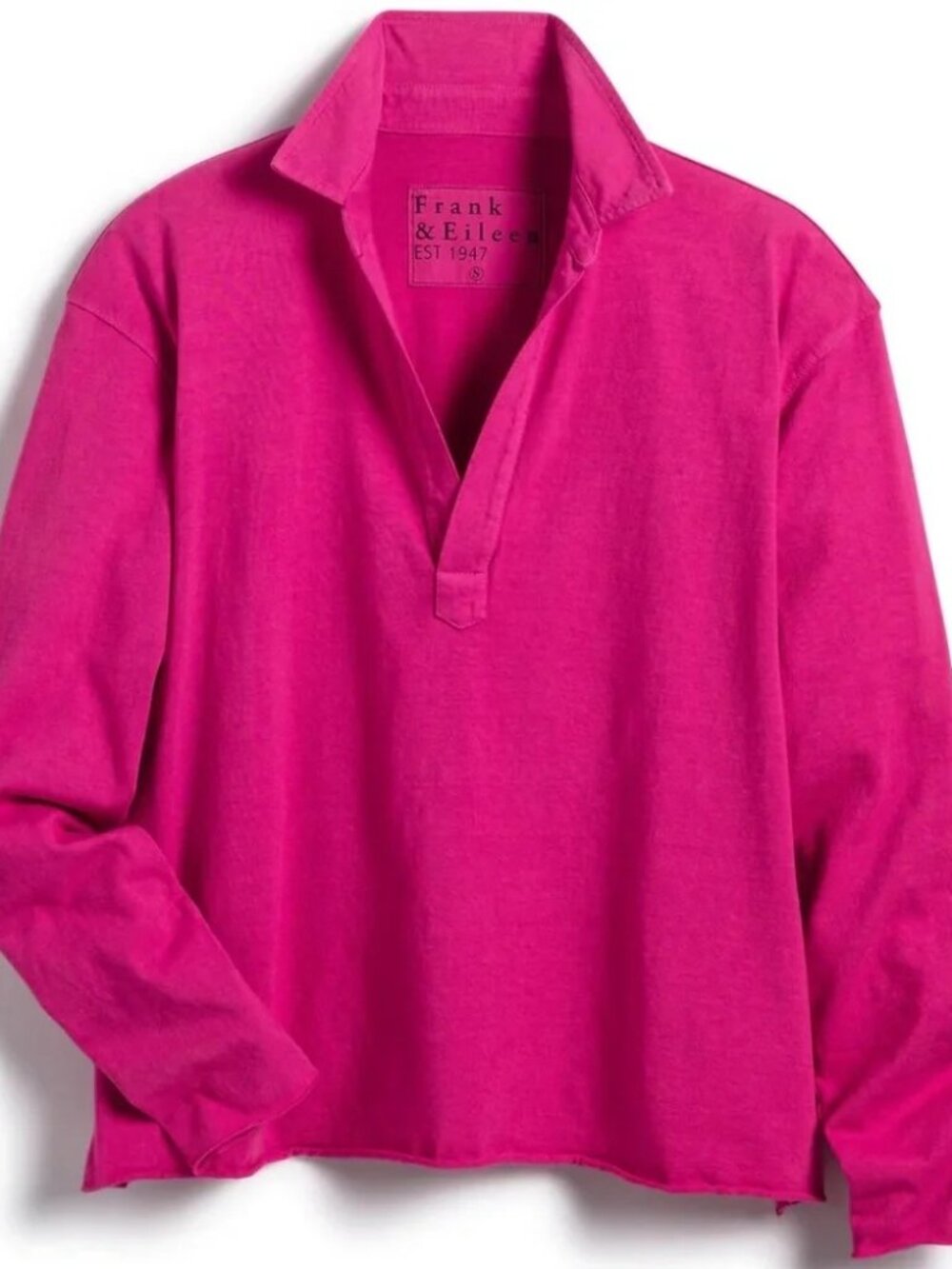 Frank & Eileen Patrick Popover Henley Jersey Small Pink Magenta Preppy Coastal